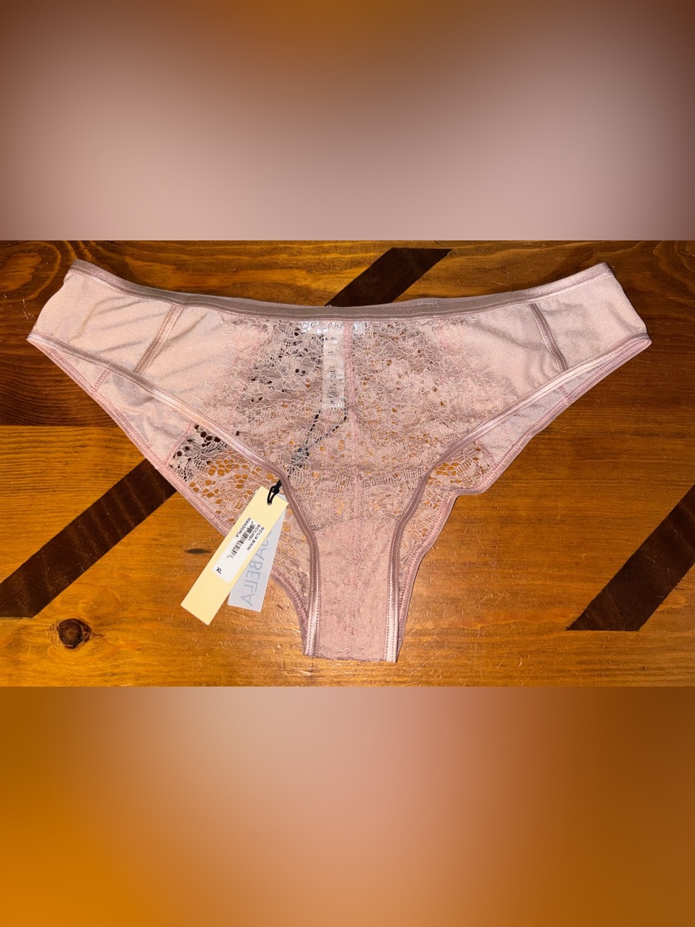 Cosabella "Sicilia" Low-Rise Mesh & Lace Bikini Panty in Mandorla Size XL NWT